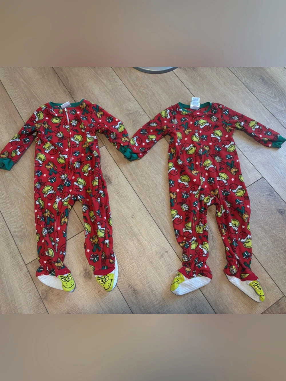 Grinch fleece Footed zipper Pajamas